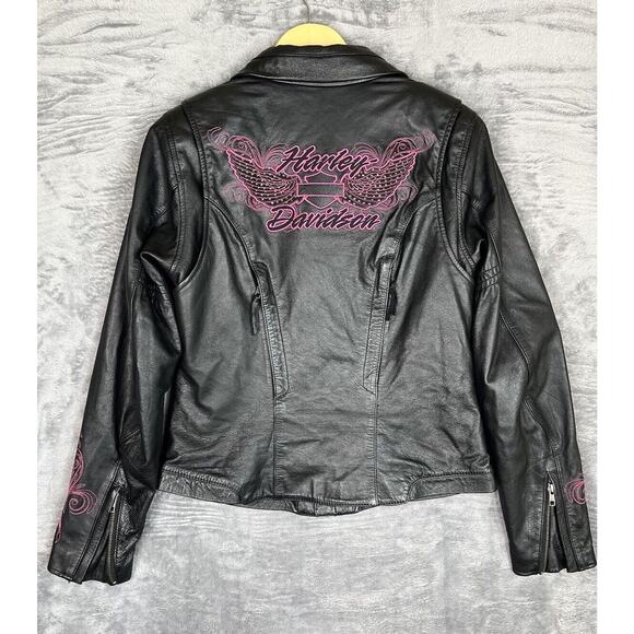 Harley-Davidson Jackets & Blazers - Harley Davidson Small Blissful Pink Wings Leather Jacket Rhinestones Riding Gear